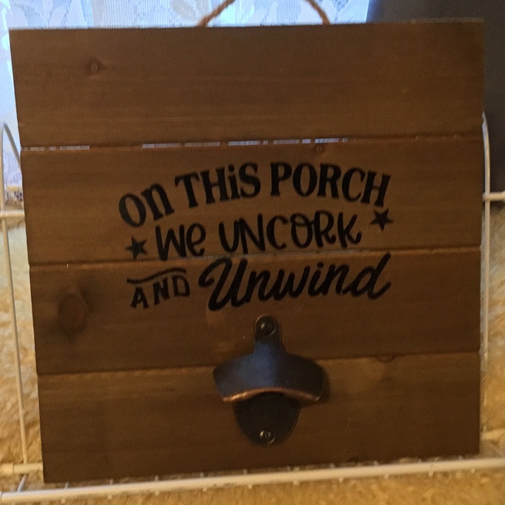 Rustic Brown Wall Decor with Bottle Opener- man cave- bar- porch